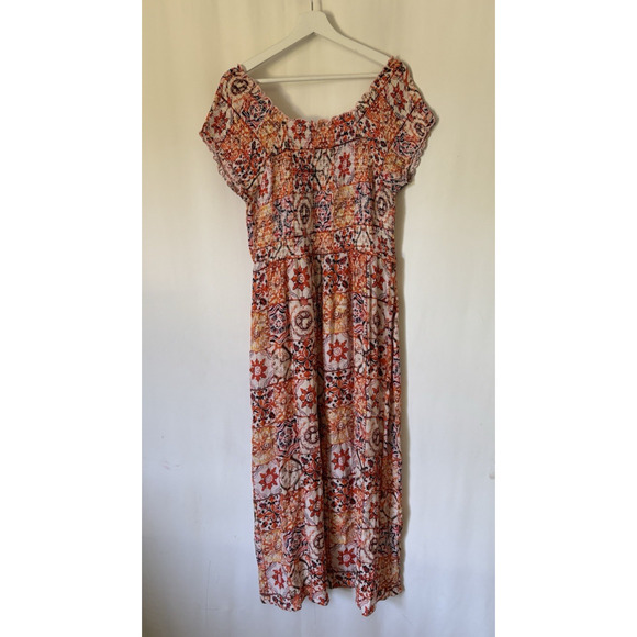 Soft Surroundings Womens Dress Medium Orange Floral Aline Maxi - Picture 11 of 13